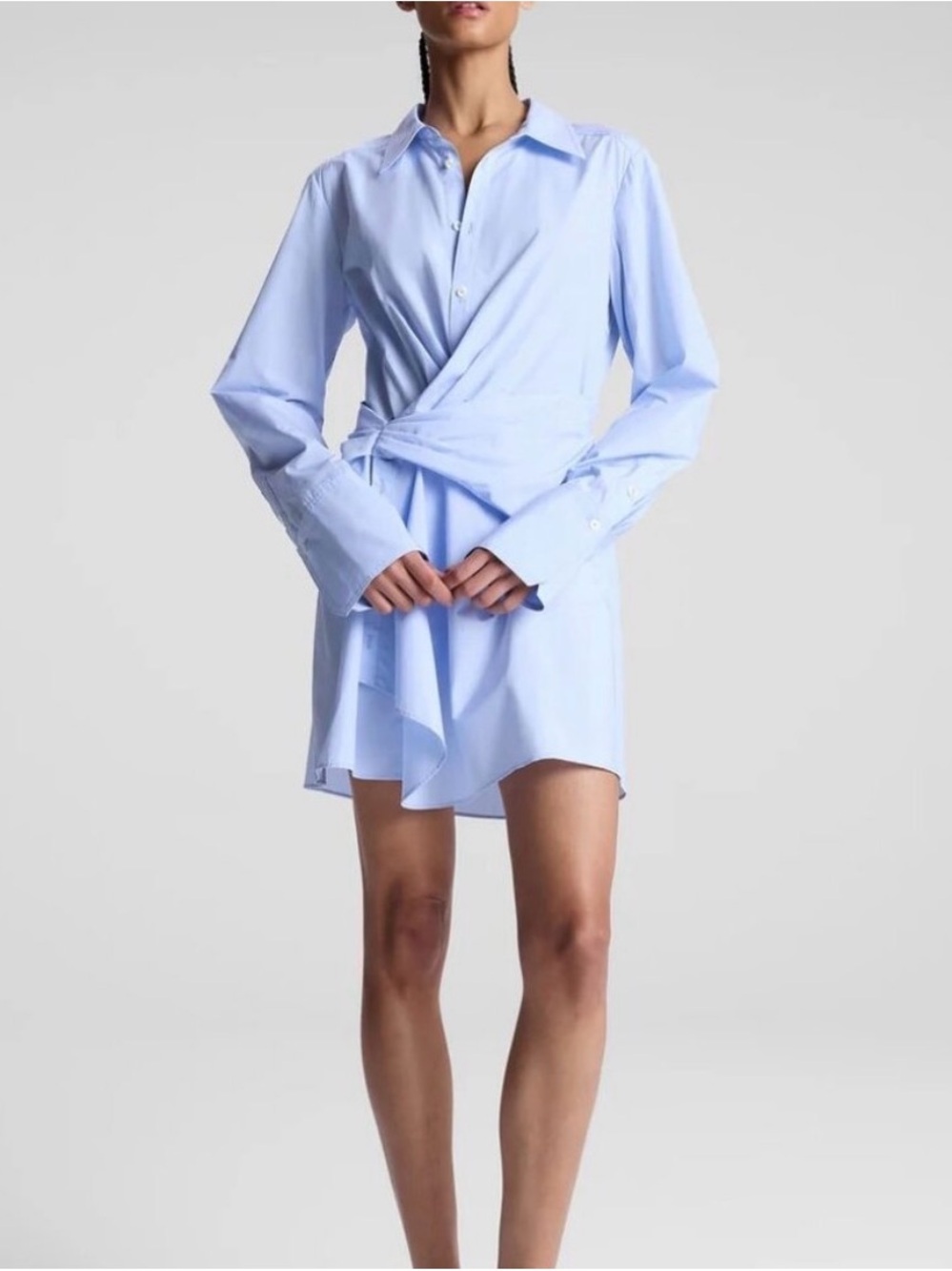 A.L.C. Light Blue Wrap Shirt Mini Dress